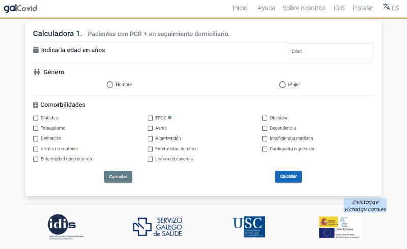 CALCULADORA 1. PCR+. GALCOVID