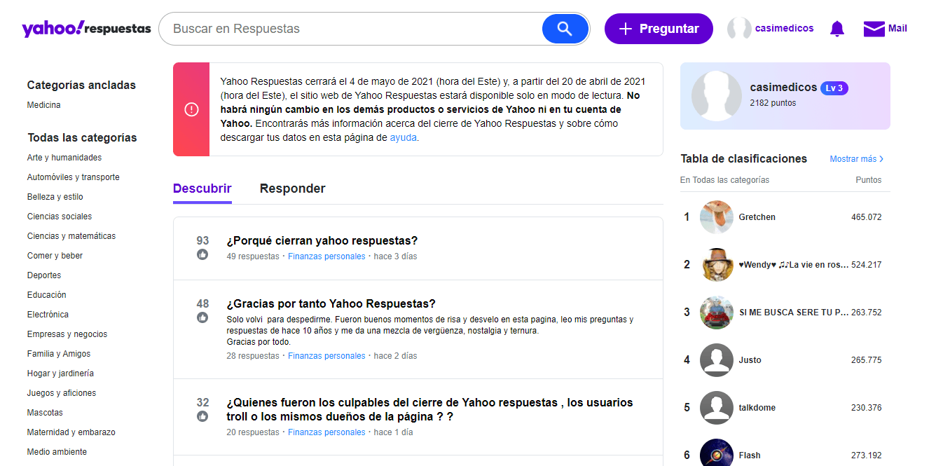 Yahoo ha decidido cerrar Yahoo Respuestas.